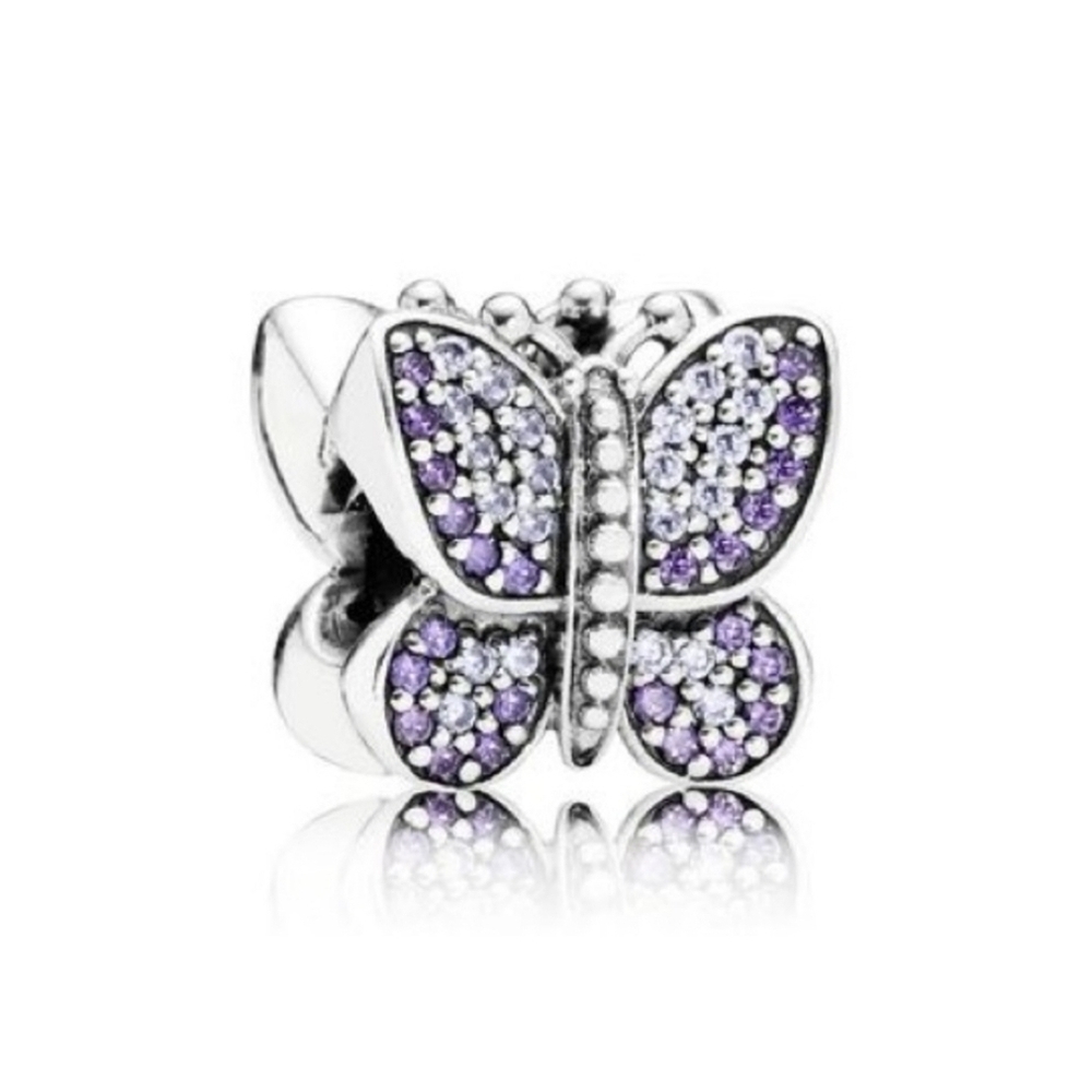 Pandora Silver and Purple Butterfly Charm